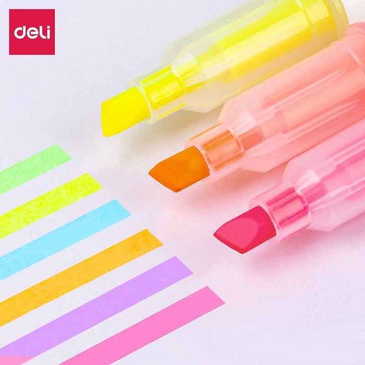 DELI S749 Dual-Tip Highlighter,Chisel Tip,6 Assorted Colors,3 Pack - TTpen