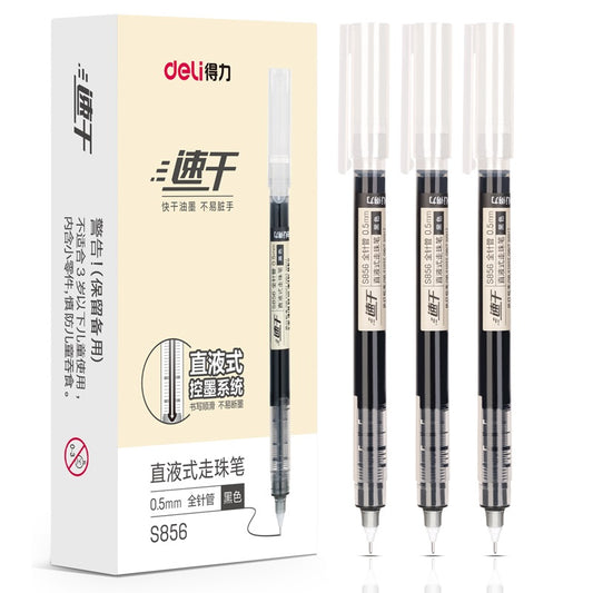 DELI Liquid Ink Rollerball Pens Duick-Drying Fine Point 0.5mm 12 Pack