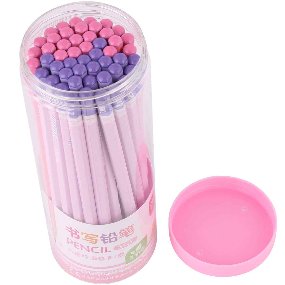 DELI 2B Pencil 50 Pack Blue Pink Wooden Drawing Pencils for School Office - TTpen