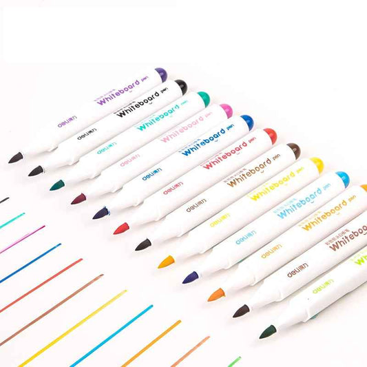 DELI 12 Color Whiteboard Dry Erase Markers Soft Tip for School Fridge Office - TTpen