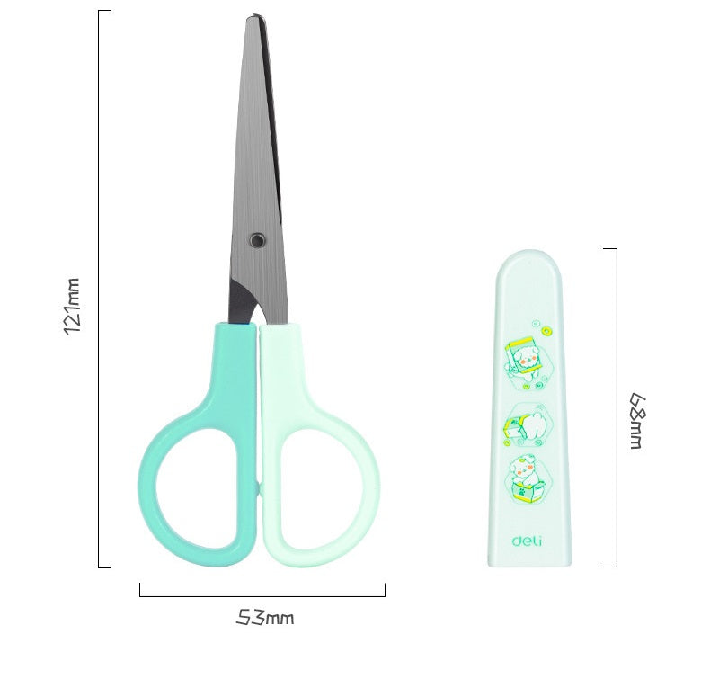 DELI Pointed Tip 12cm Student Kids Scissors with Sheath 2 Pack