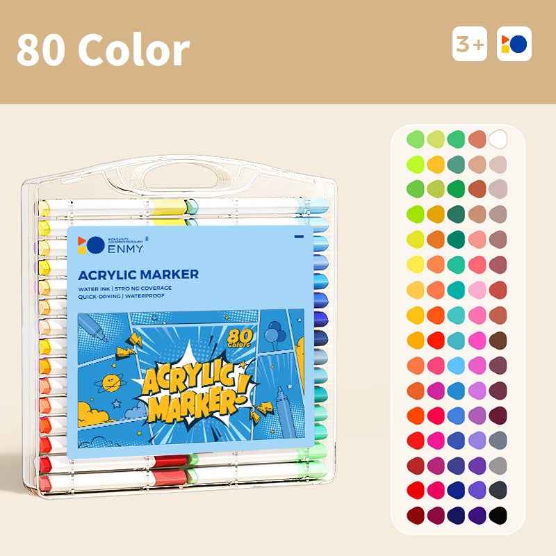 ENMY Acrylic Markers 38/48/80-Color Sets for Kids Drawing Coloring