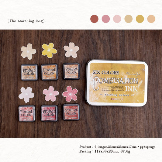 Flowing Colors Series Stamp Pad Set 6 Vibrant Ink Pads for Journaling