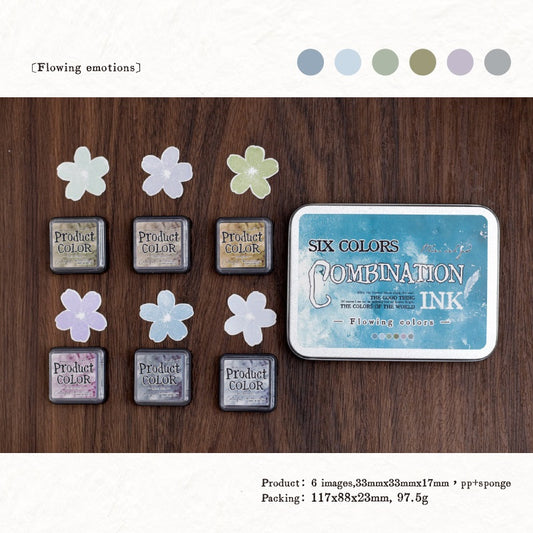 Flowing Colors Series Stamp Pad Set 6 Vibrant Ink Pads for Journaling