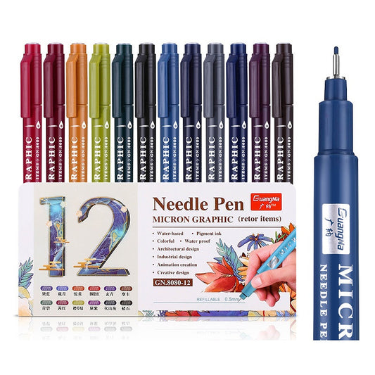 Guangna 12 Retro Color 0.5 Micron Graphic Needle Pen Set