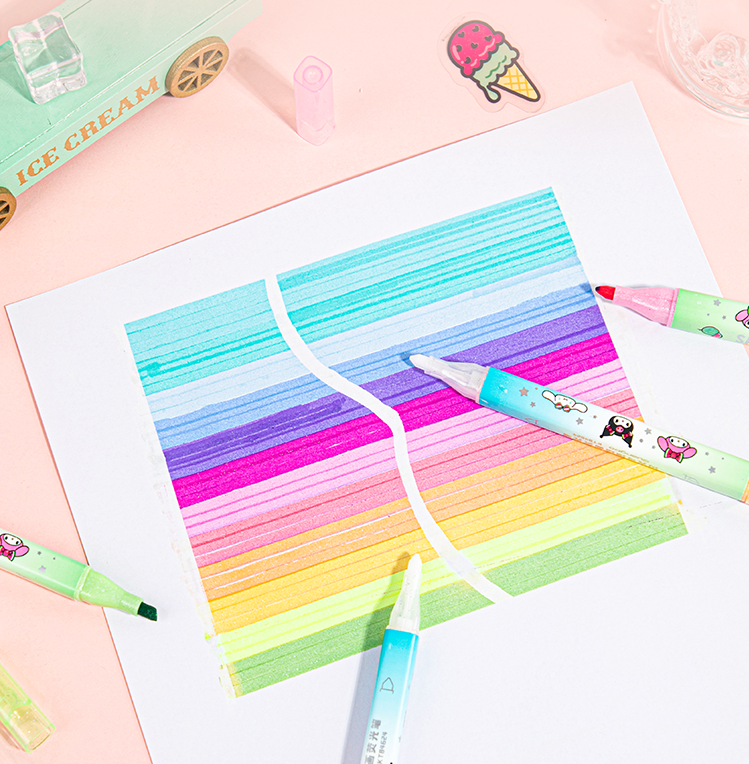 Guangbo Sanrio 12-Color Dual-Tip Erasable Glitter Highlighters