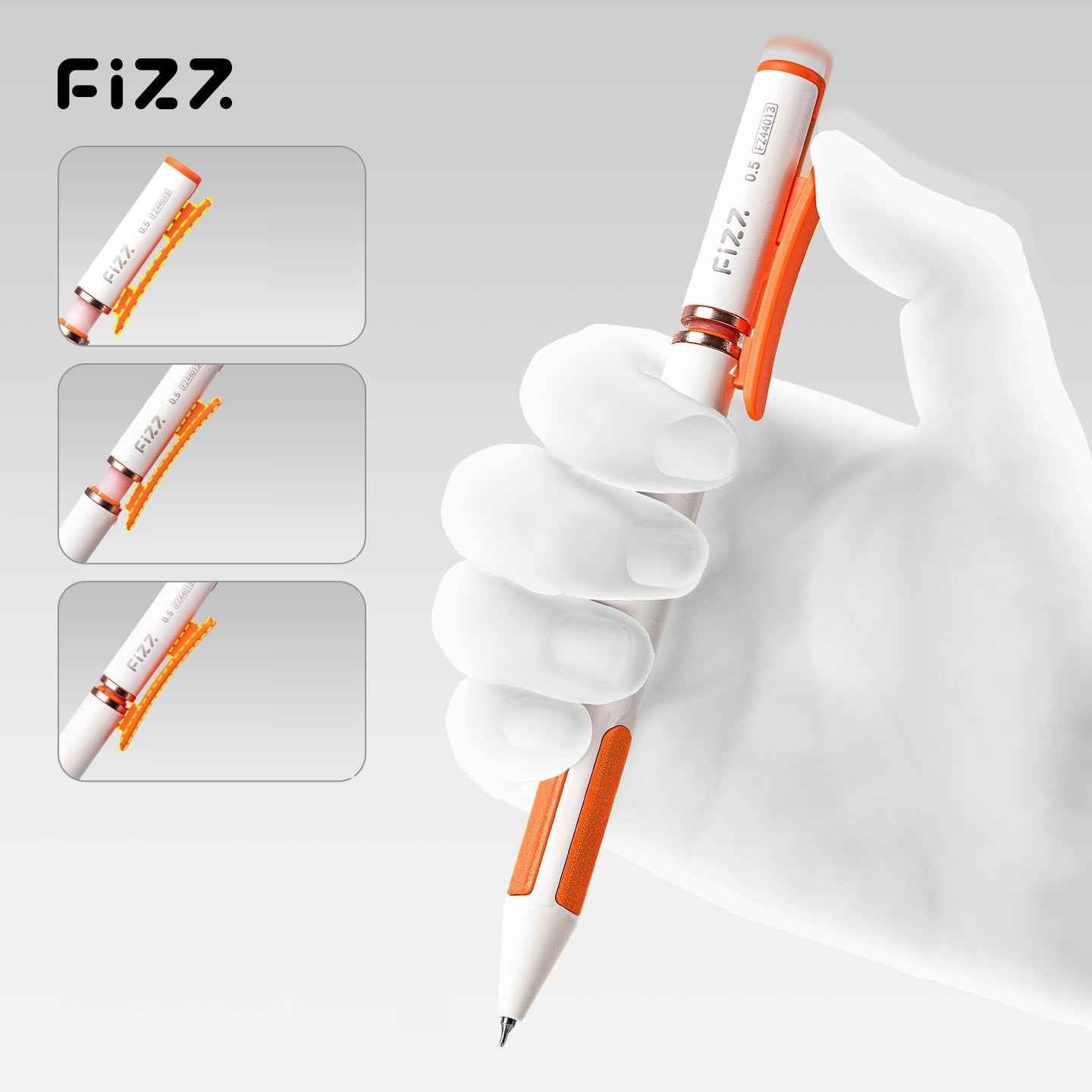 Guangbo Fizz 0.5mm Press Grip Gel Pen – Black Ink Pen with 2 Refills