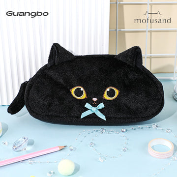 Trousse à crayons en peluche Guangbo Mofusand chat noir sac à stylos