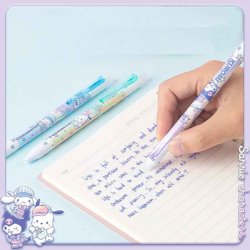 Guangbo Sanrio Erasable Gel Pen Set – 0.5mm Blue Ink, 3-Pack