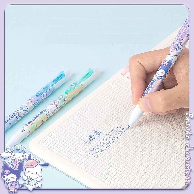 Guangbo Sanrio Erasable Gel Pen Set – 0.5mm Blue Ink, 3-Pack