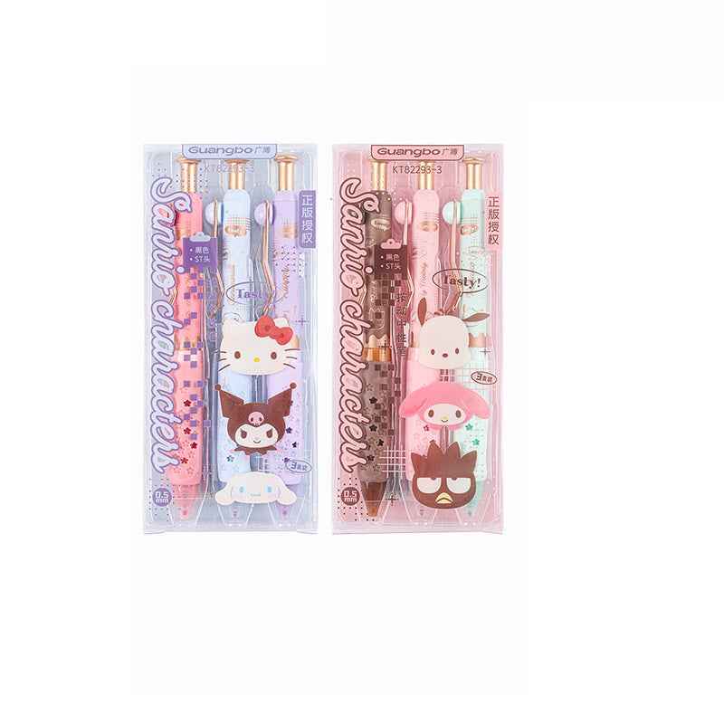 Guangbo Sanrio Click Gel Pen Set of 6 – 0.5mm Black Ink Writing Pens