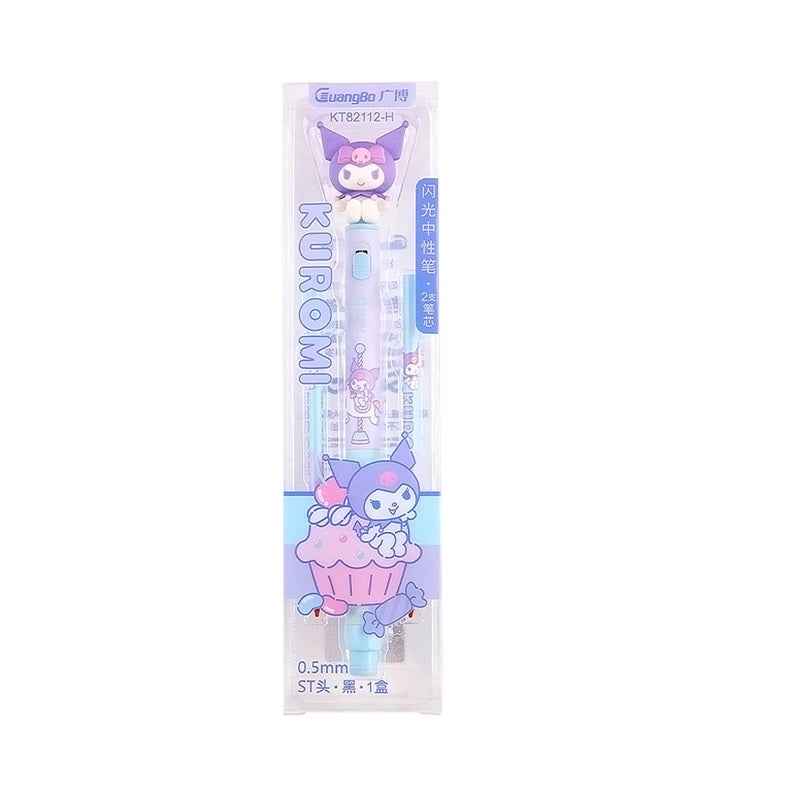 Guangbo Sanrio Gel Pen Glowing 0.5mm with 2pcs Black Ink Refills