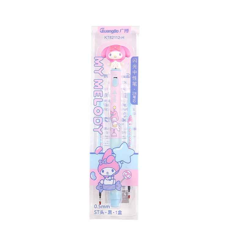 Guangbo Sanrio Gel Pen Glowing 0.5mm with 2pcs Black Ink Refills