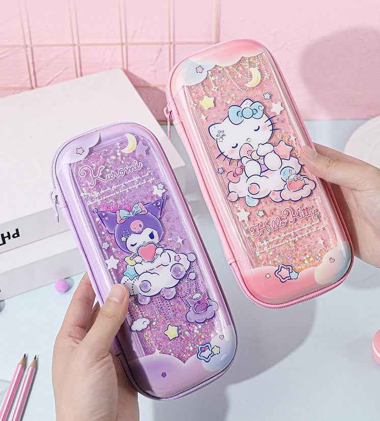 Guangbo Sanrio Glitter Flowing Pencil Case for Girls