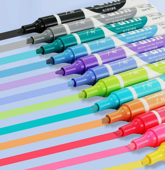 Guangna vloeibare krijtmarkers droge uitwisbare 12 stuks beitelpunt