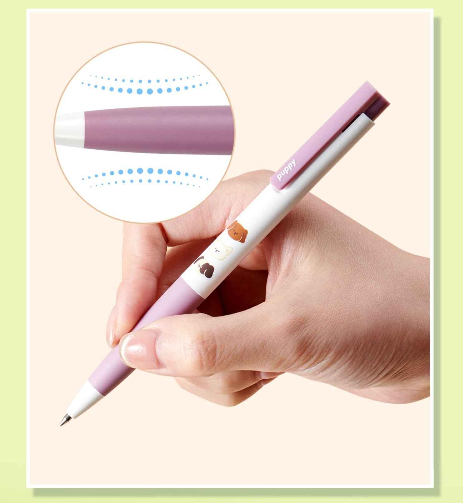KACO K7 3pcs Kawaii Dog Puppy Gel Pens with 5pcs Black Ink Refills