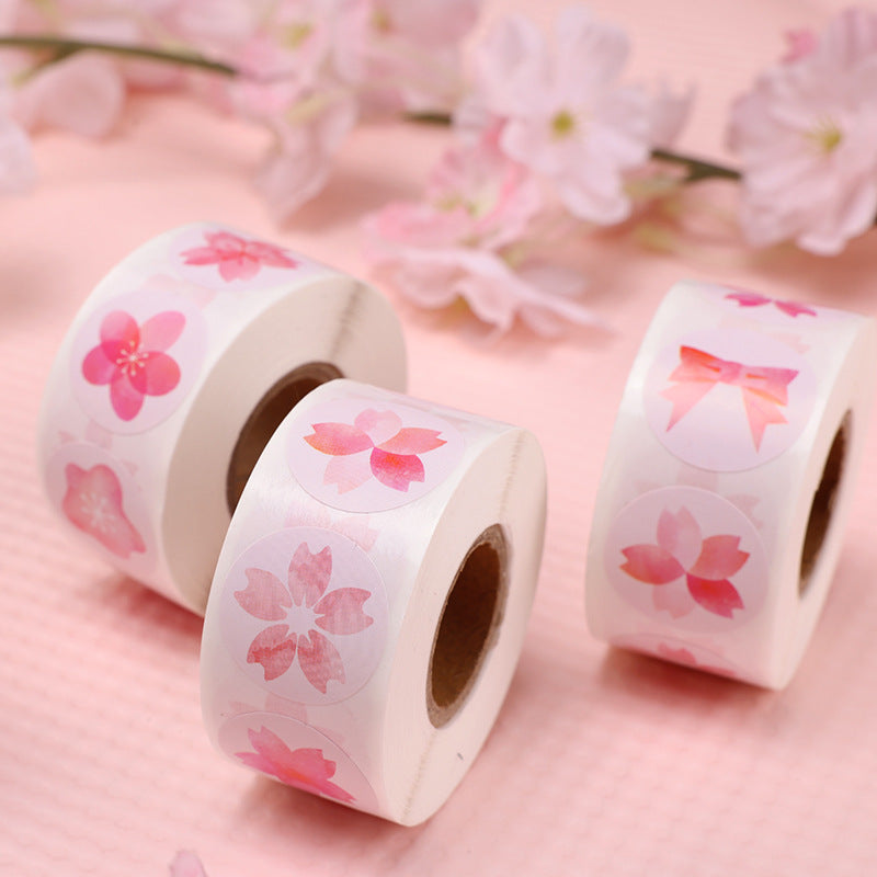 1500pcs Pink Sakura Stickers Round 1 inch