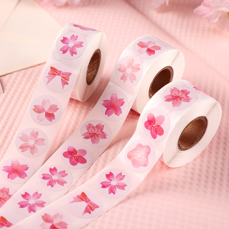 1500pcs Pink Sakura Stickers Round 1 inch