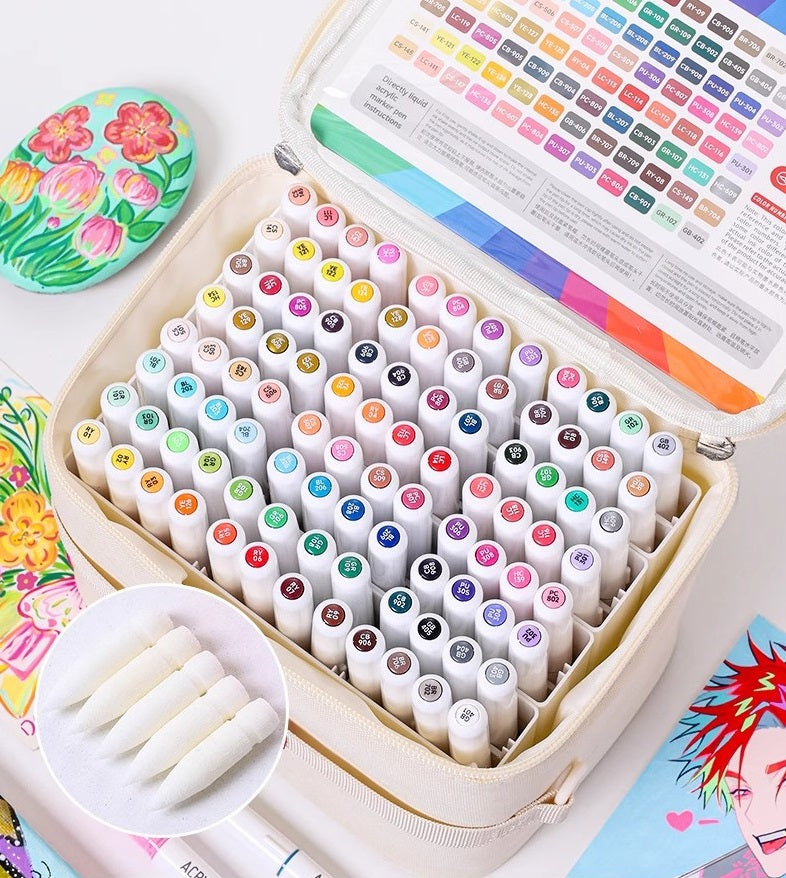 Languo 96/192/240 Colors Acrylic Paint Markers,Brush Tip with Pen Bag