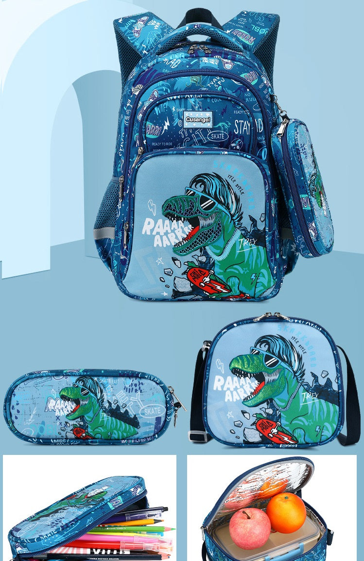School Backpack Pencil Lunch Bag 3in1 for Boys and Girls Kids