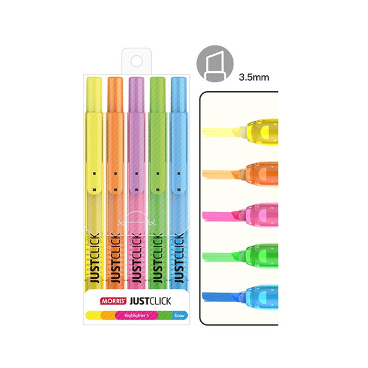 MORRIS JUSTCLICK Retractable Highlighters 6/5/3Color Sets