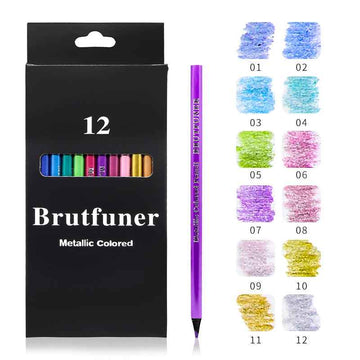 BRUTFUNER 12 Color Metallic Colored Drawing Pencils - TTpen