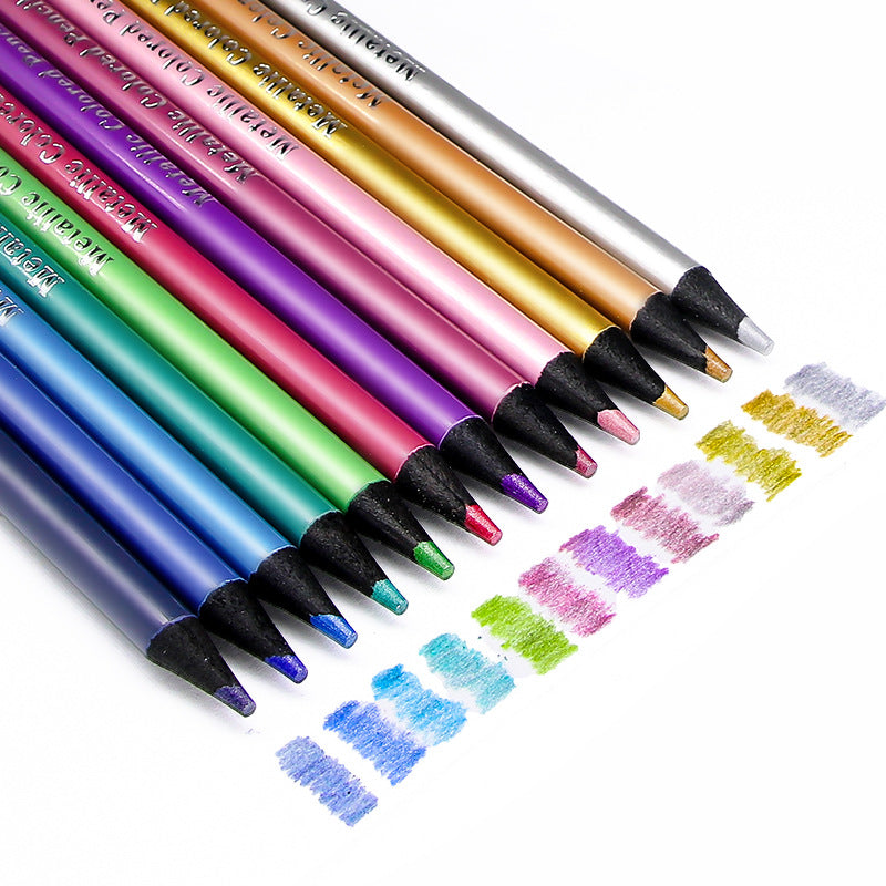 BRUTFUNER 12 Color Metallic Colored Drawing Pencils