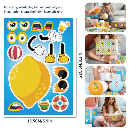 32 Sheets Fruit Theme Make Your Own Stickers for Kids