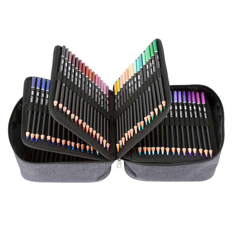 H&B 180 Colored Pencils Kit Oil Based with Zipper Storage Case