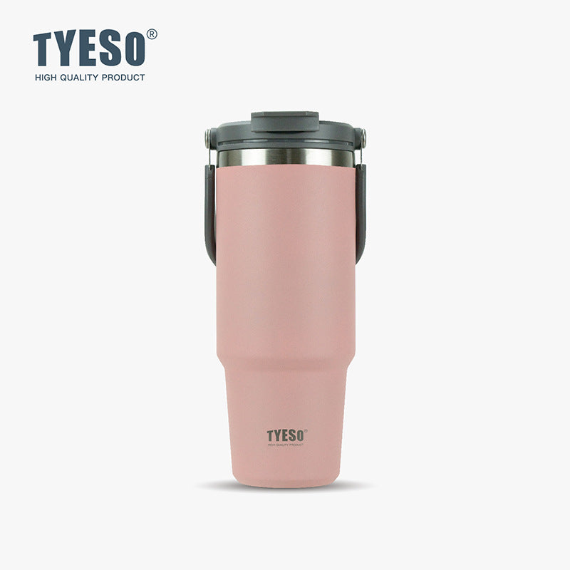 Tyeso 20/25/30 oz Insulated Tumbler with Handle and Straw Lid Pink