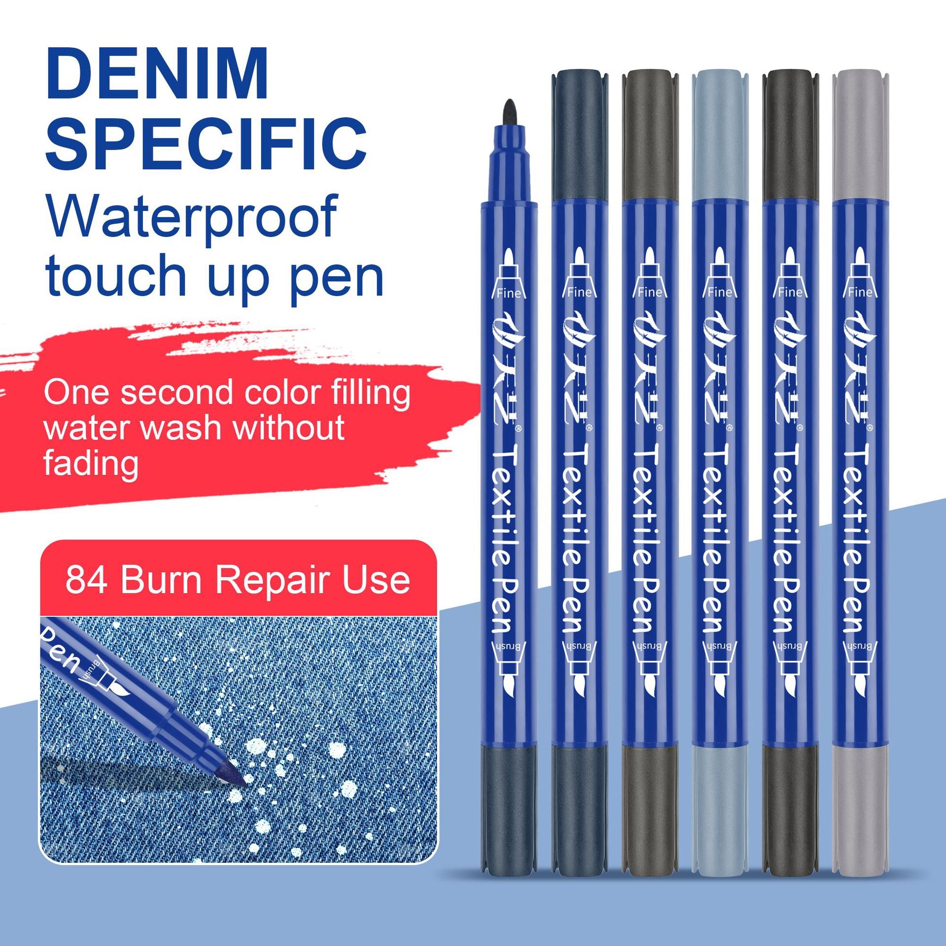 2pcs Denim Color Restore Textile Pen Fabric Repair & Color Touch-Up