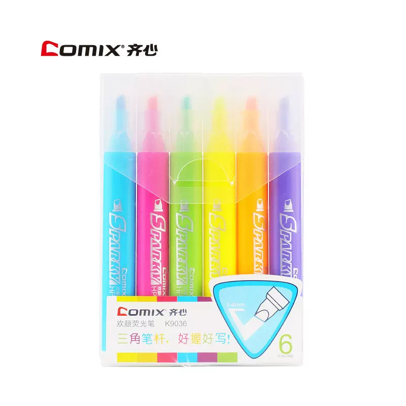 Comix K9036 Highlighters,1-5mm Chisel Tip,6 Colors