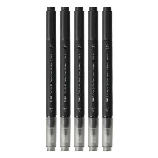 KACO Pure Double Tip Permanent Markers,Black/Red/Blue Color,5 Pack