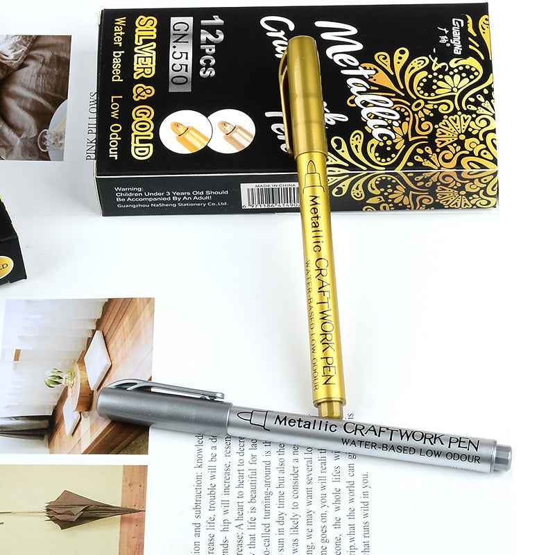 GUANGNA Gold Silver Metallic Permanent Marker Pens 12 Pack - TTpen