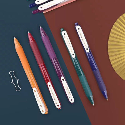 Baoke Retractable Multicolor 0.5mm Gel Ink Pens (Pack of 5)
