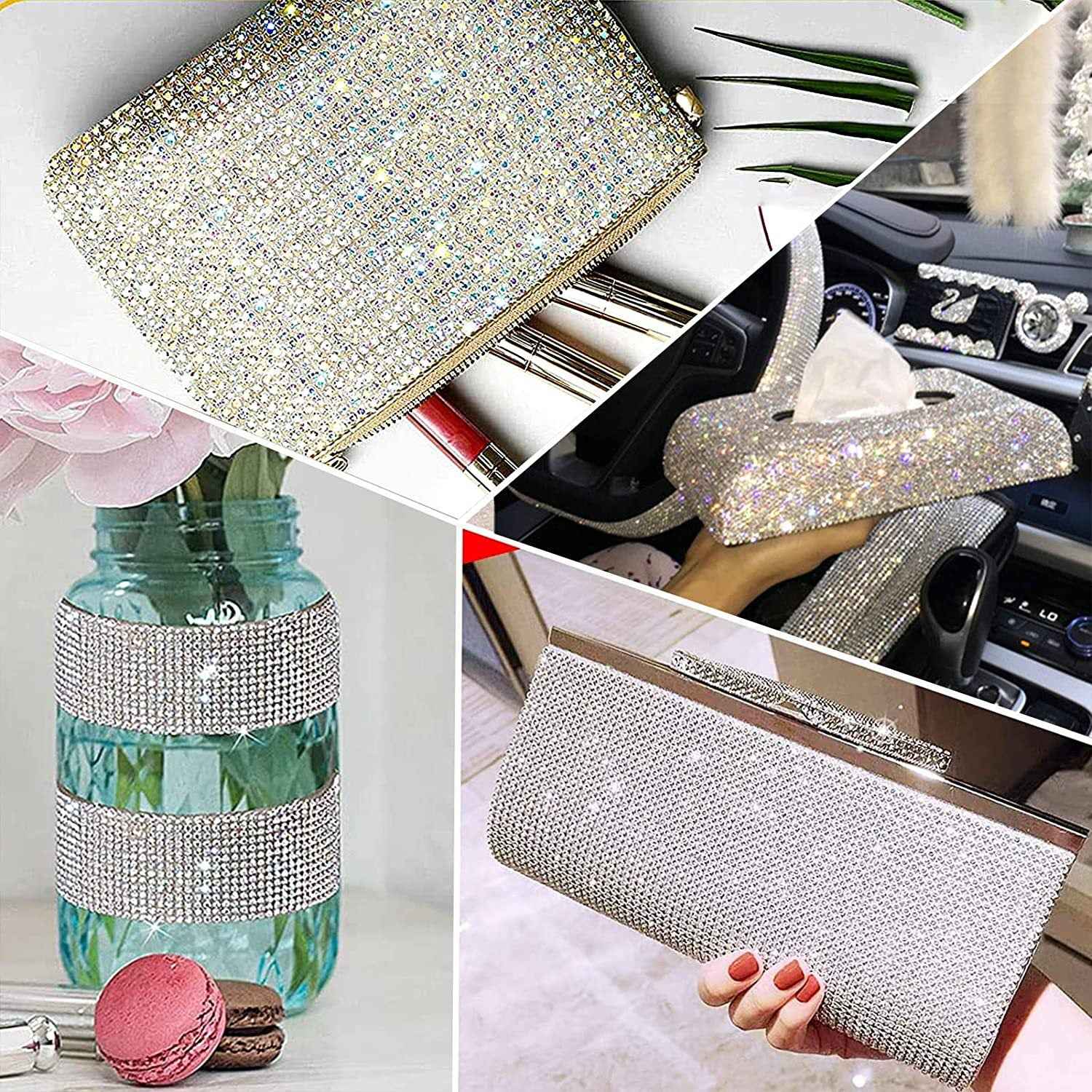 Self Adhesive Rhinestone Strips Crystal Ribbon Sticker Wrap for DIY Car Phone - TTpen