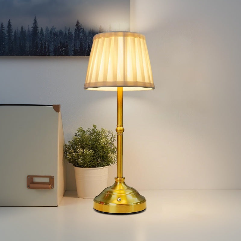 Portables Cordless Table Lamp Fabric Shade Rechargeable Desk Lamp