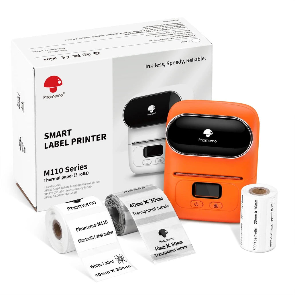 Phomemo M110 Label Maker Thermal Printer with 3 Roll Paper