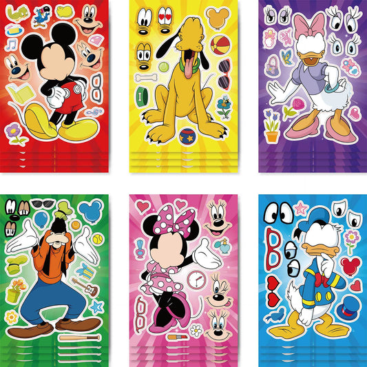 24 Sheets Mickey Mouse Make a Face DIY Stickers for Kids