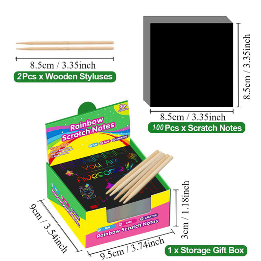 Rainbow Scratch Notes Art for Kids 100 Paper Sheets with 2 Styluses