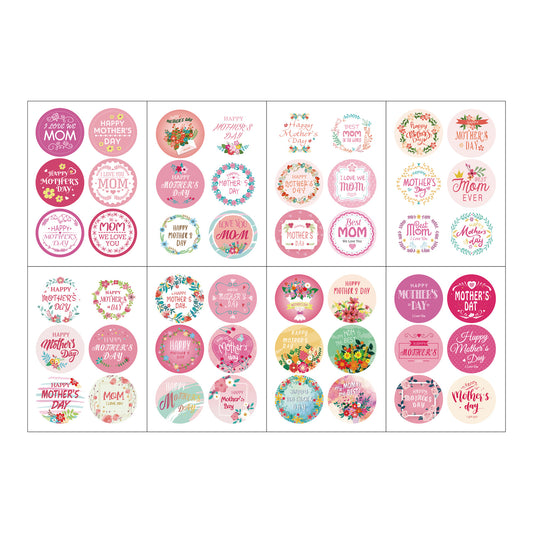 96pcs Mother‘s Day Stickers 2 inch Large Round Labels