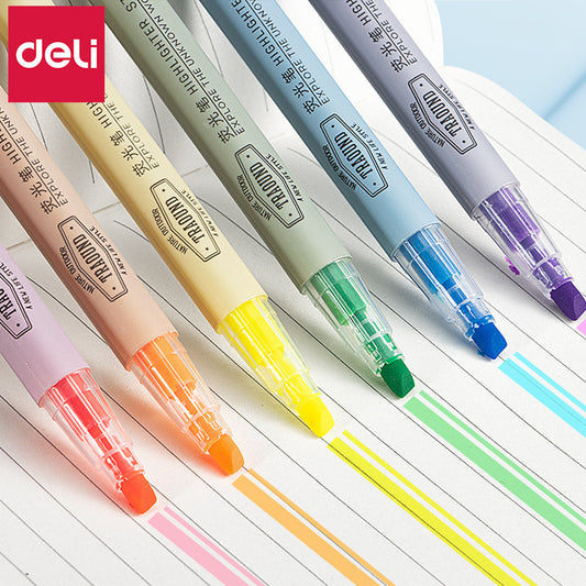 DELI 6 Color Highlighters Chisel Tip Pen for Bible School
