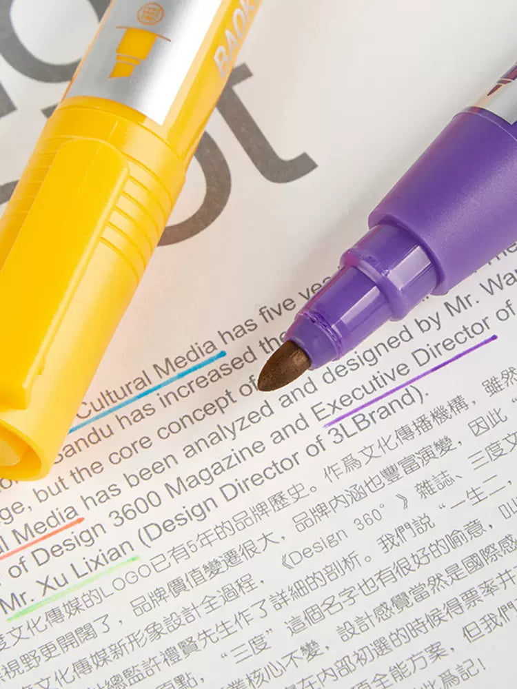 Baoke Permanent Marker Pen 12 Color Dual Tip