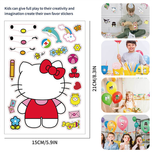 32 Sheets Sanrio Hello Kitty Make a Face DIY Stickers for Kids