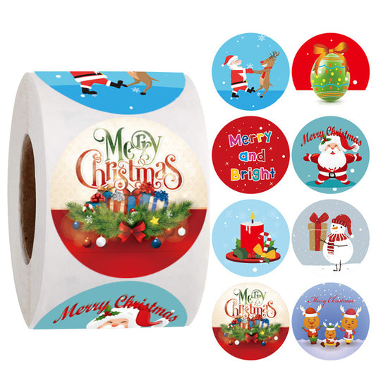 500Pcs 1.5 Inch Merry Christmas Stickers Adhesive Labels