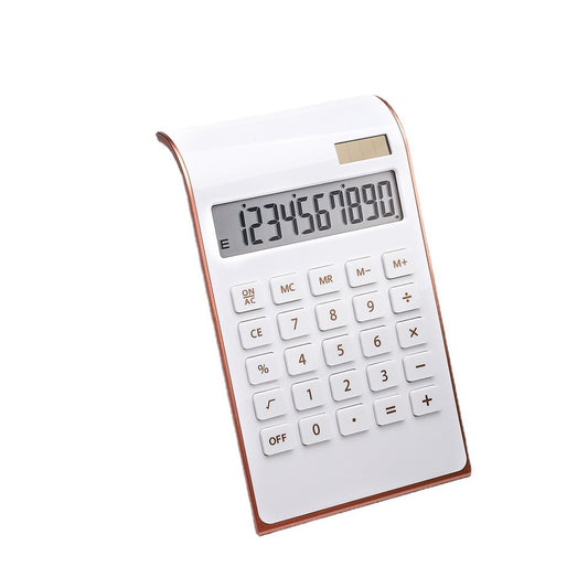 Rose Gold 10 Digits Solar Battery Basic Office Calculator