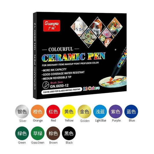 Guangna 6650 DIY Painting Pens White Porcelain Glass Pens,12/24 Colors