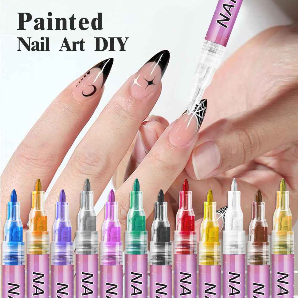 12 Colors 3D Nail Art Marker Pens Set 0.7mm