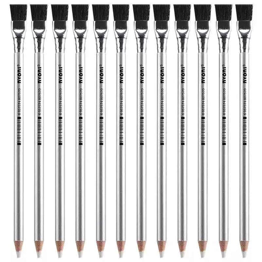 NYONI Detail Sketch Eraser Pencil with Brush 12 Pack