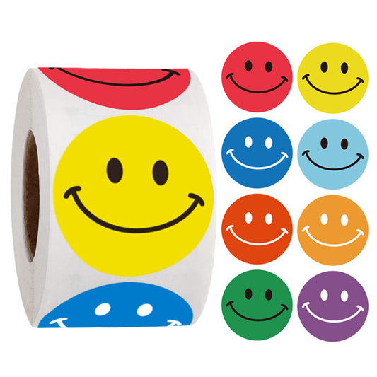 500pcs Happy Smile Face Reward Stickers,1 inch,8 Colors